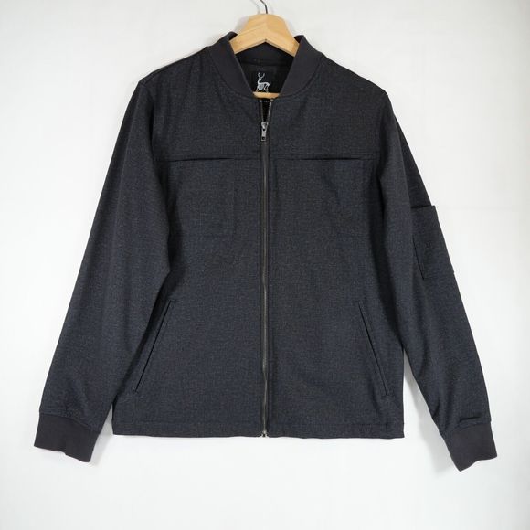 Kane & Unke Men's Bomber Style Jacket Nylon Blend Dark Gray / Black Size S - Picture 1 of 15